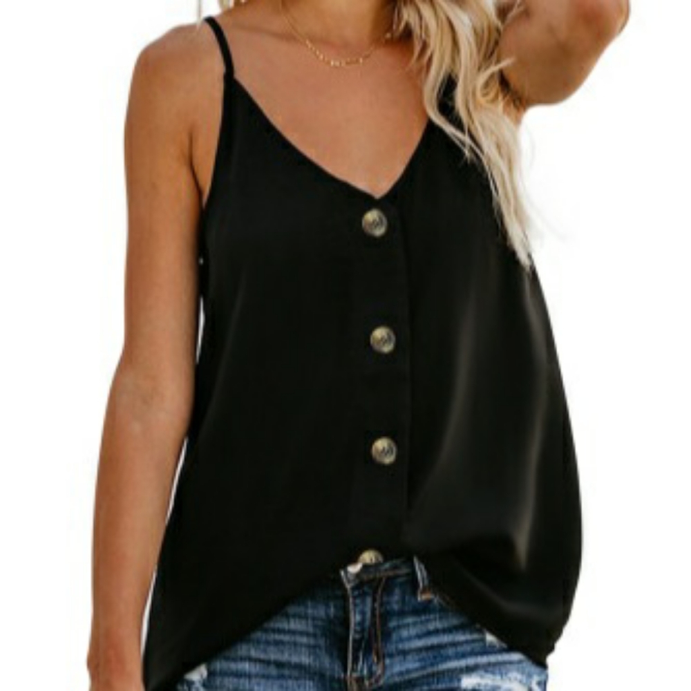 Spaghetti Strap Button Tank